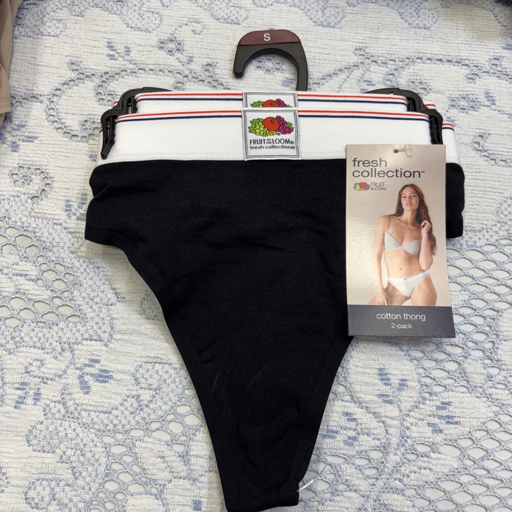 Fruit of the Loom ~ 2-Pair Womens Thong Underwear Panties Cotton Blend ~ S